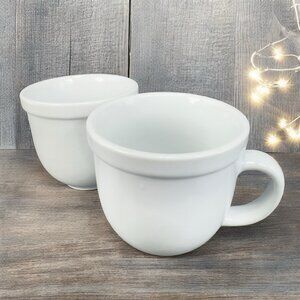Culinary Arts White Coffee Mug Cup Set 2 Heavy Restaurant Ware Mugs Cups Set